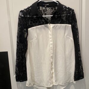 Express white and black lace top